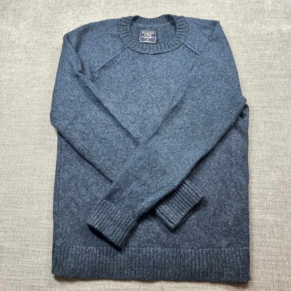 Abercrombie & Fitch Crewneck Sweater Mens Medium Dark Blue Marl Raglan